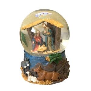Nativity Holy Family Musical Snow Globe 5 inch Tall - Plays Silent Night